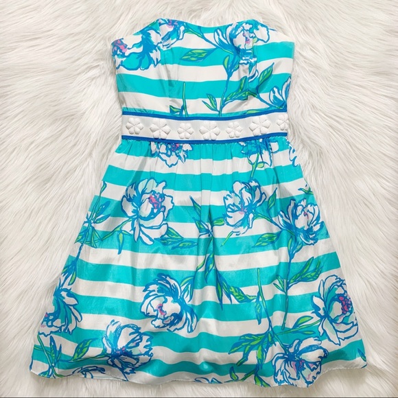 SOLD-Lilly Pulitzer Beaded Nautical Strapless Dress - Picture 3 of 10